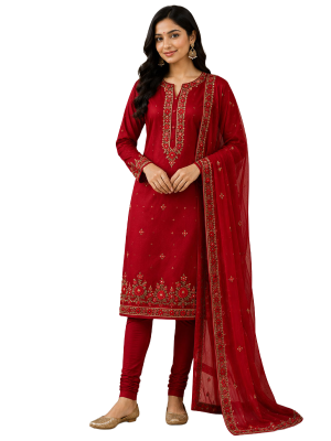 Women-Red Shalwar Qameez